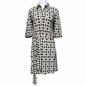 Laundry By Shelli Segal chain print mod belted shirt dress.